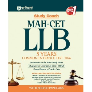 Arihant's MAH Law CET for LL.B 5 Years Common Entrance Test 2026 | Maharashtra CLAT  / CLET (Free Delivery)